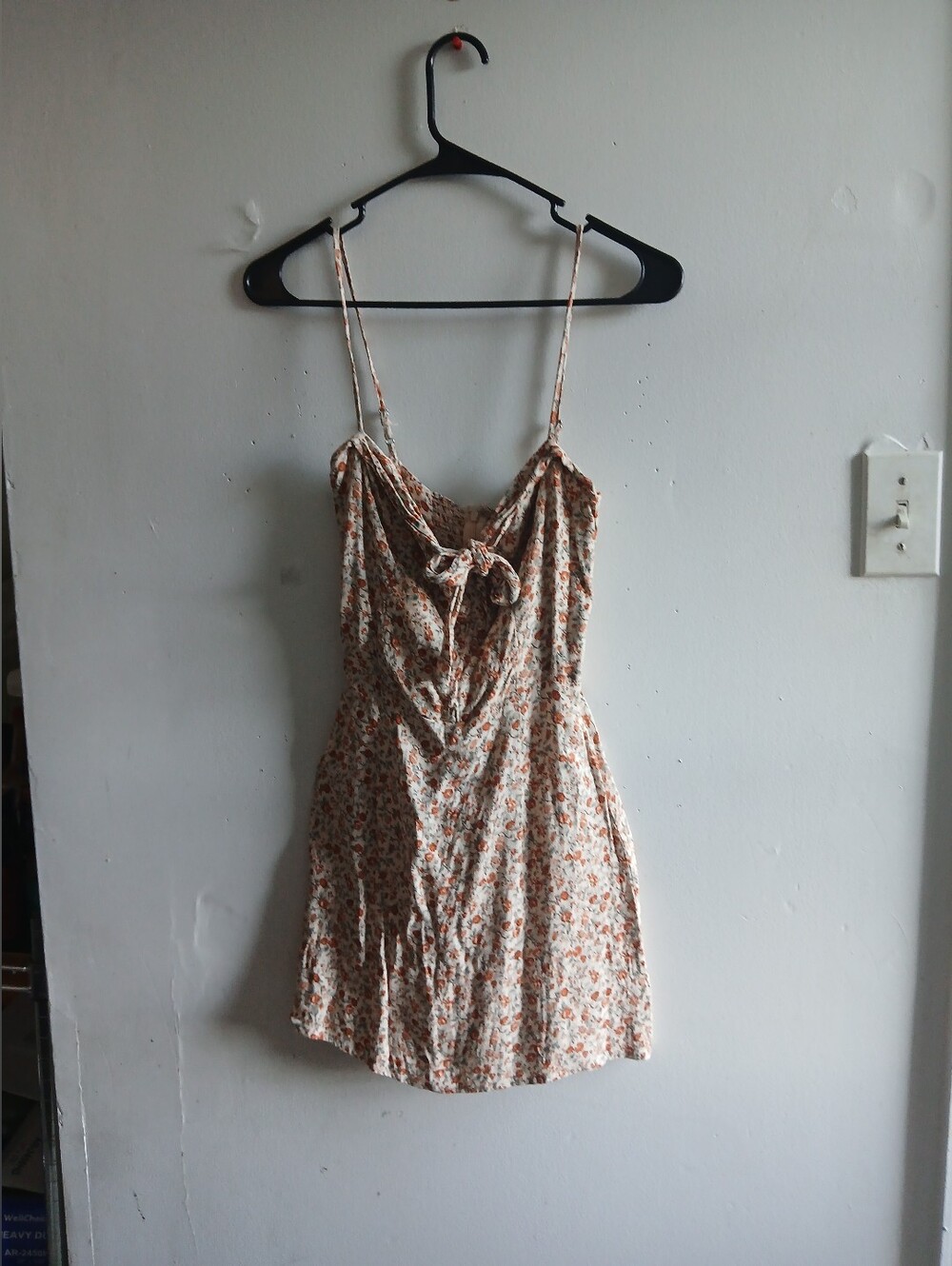 Reformation Cream & Orange Floral Tie-Front Mini Dress
